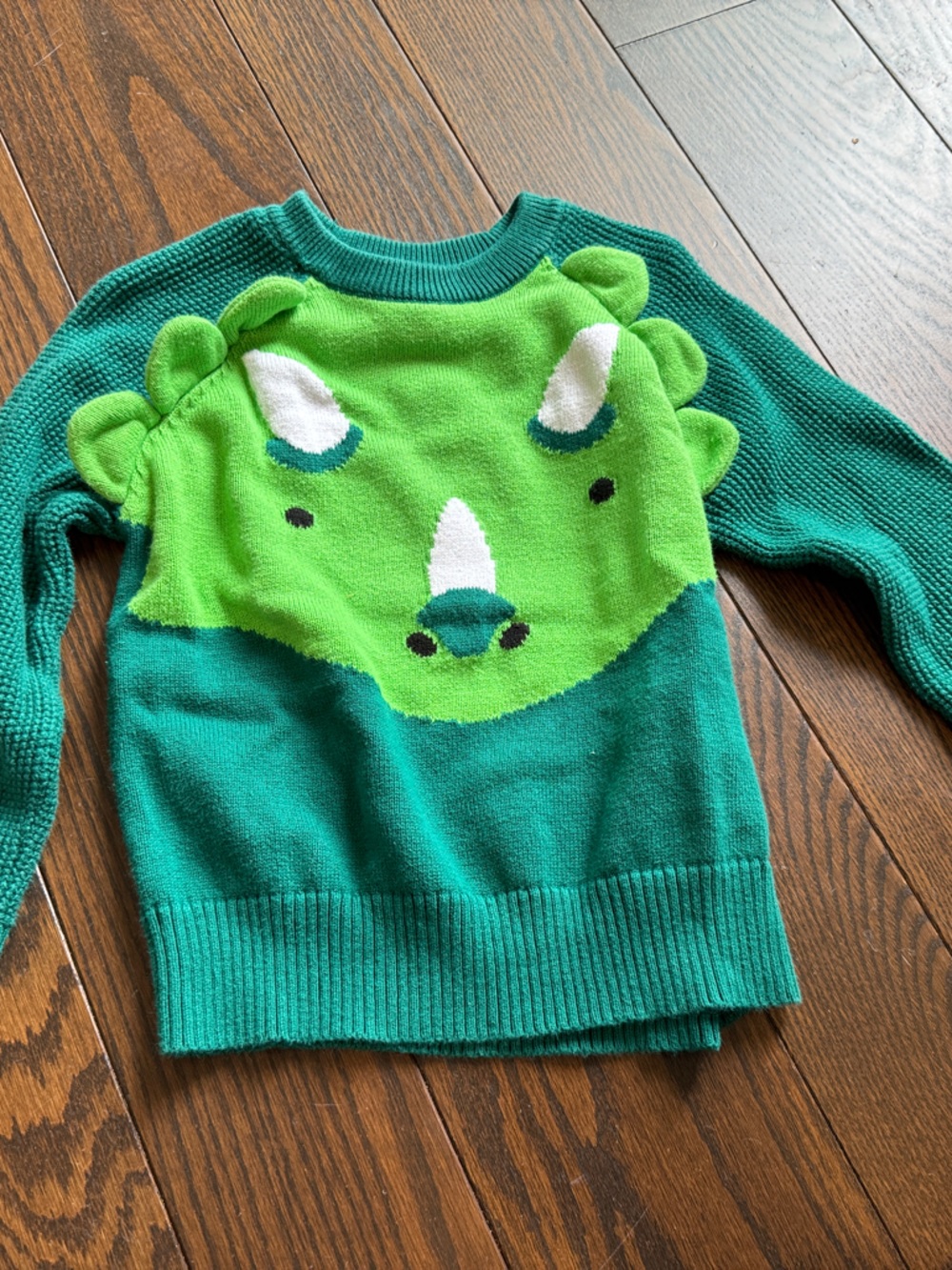 Cat & Jack Green Teal Dino Pullover Sweater